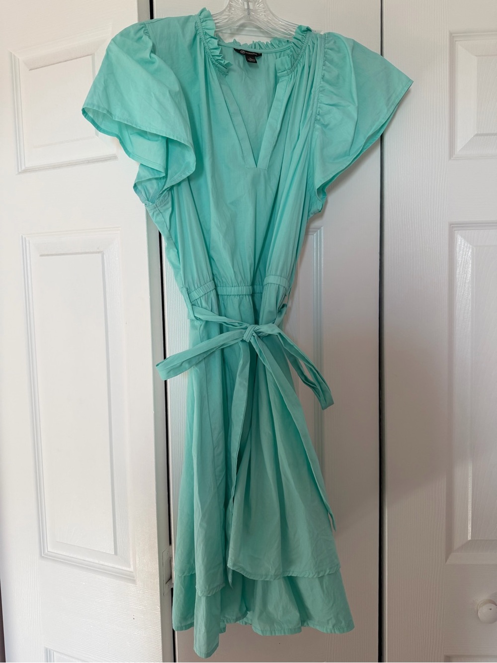 Versona Seafoam Ruffle Neck Blouse - Picture 4 of 7
